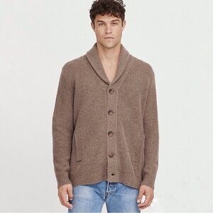 NWT NakedCashmere Samuel Shawl Collar Cashmere Cardigan Sweater Adobe XL
